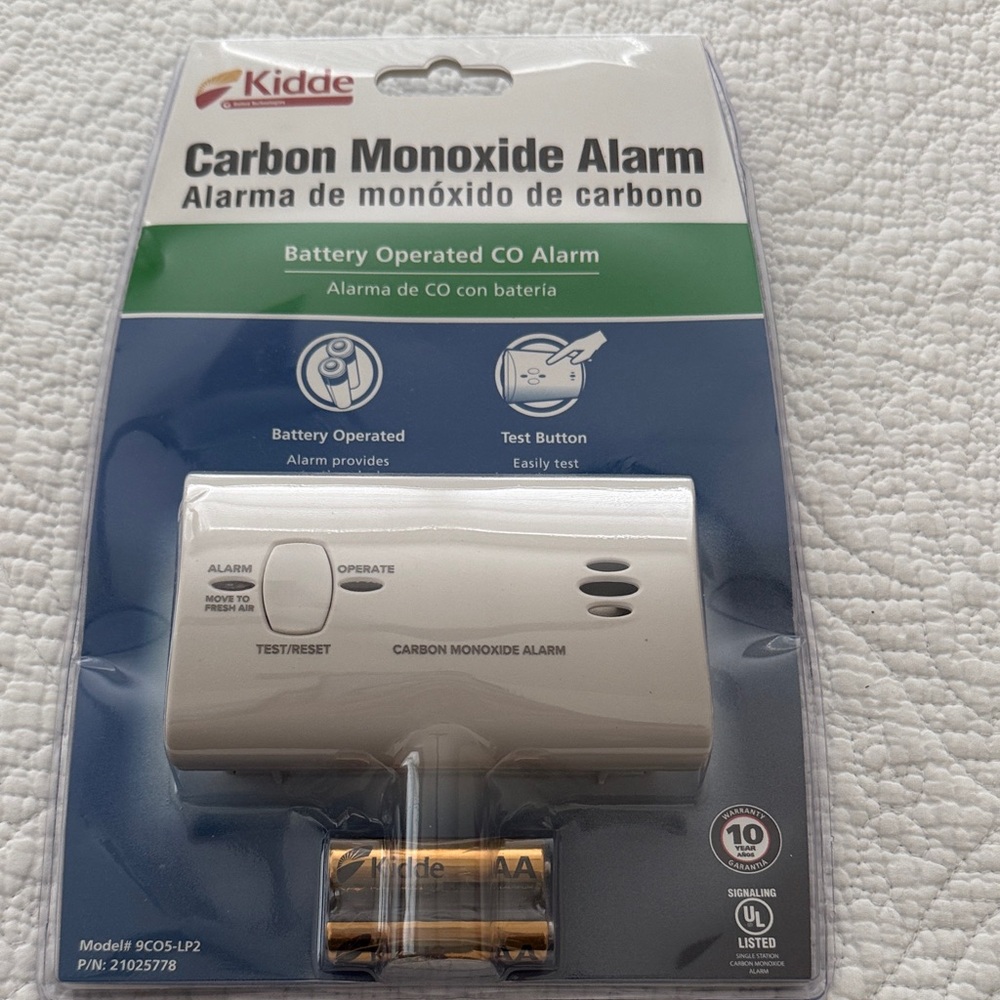 Kidde White Carbon Monoxide Alarm - Battery Operated